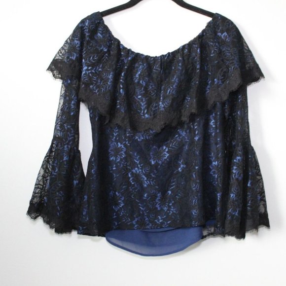 ✨BOGO White House Black Market Off the Shoulder Lace Top Size 8 WHBM H12486 - Picture 7 of 12